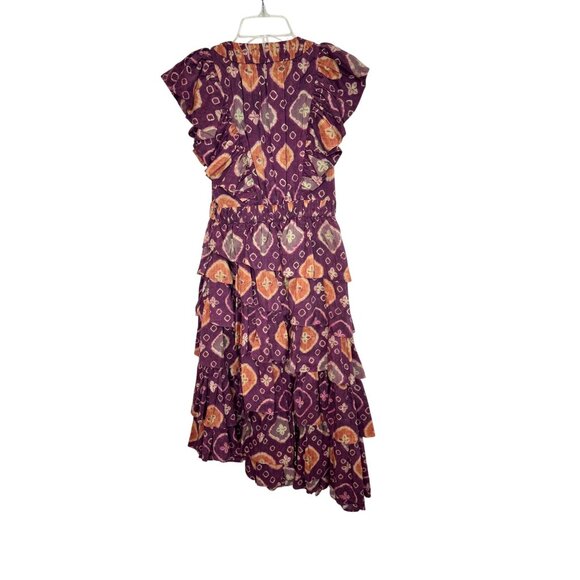 Ulla Johnson Purple and Orange Ruffled Midi Dress - Picture 8 of 9